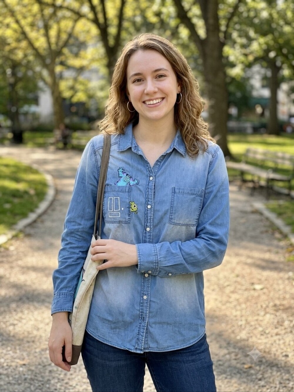 {Torrid X Disney X Pixar} Light Blue Denim Button-Up Shirt Pocket Embroidery